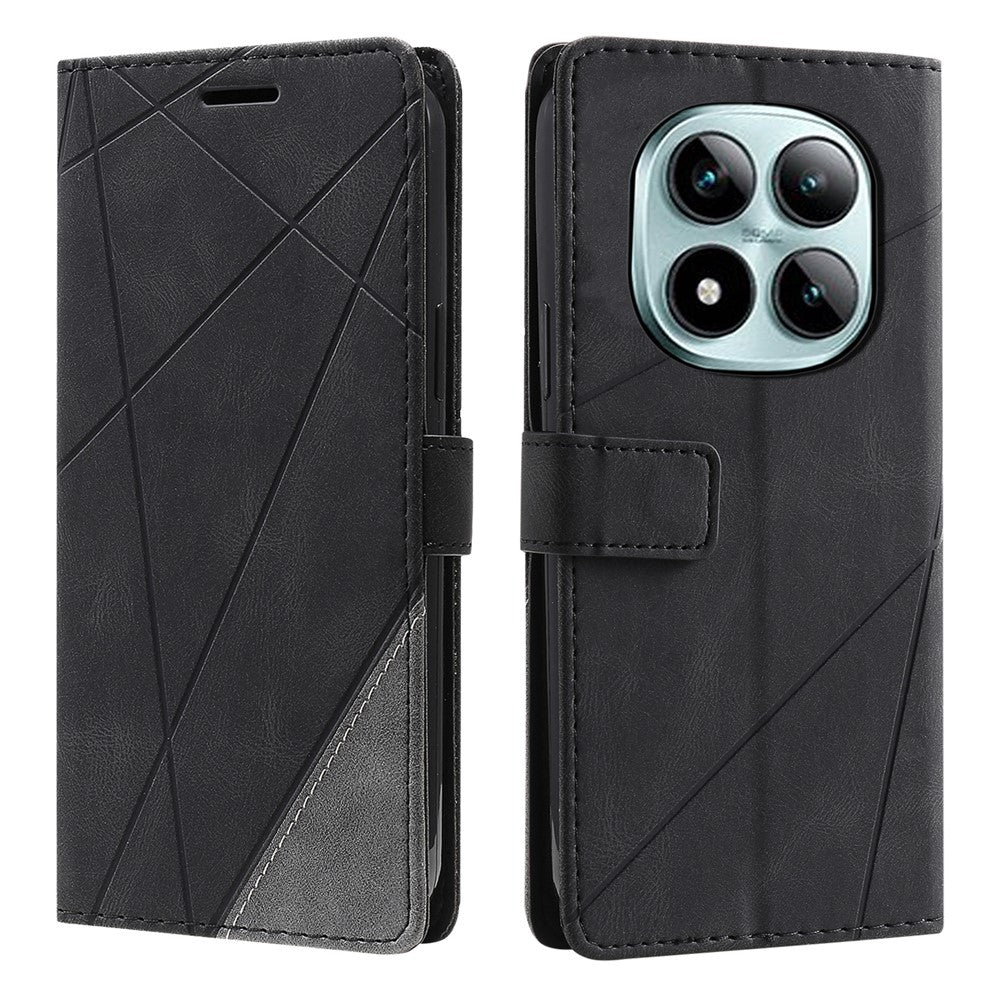 For Xiaomi Redmi Note 15 Pro 4G (Global) Case Imprinted Lines PU Leather Splicing Wallet Phone Cover