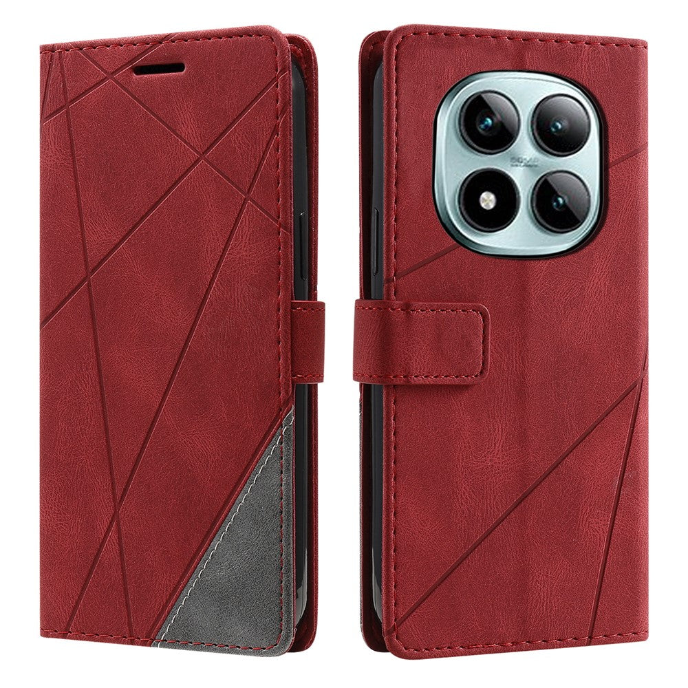 For Xiaomi Redmi Note 15 Pro 4G (Global) Case Imprinted Lines PU Leather Splicing Wallet Phone Cover