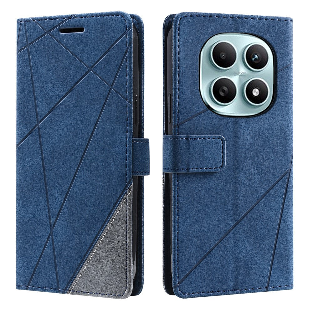 PU Leather Case for Xiaomi Redmi Note 15 5G (Global) / 15 4G (Global) / Poco M8 5G Imprinted Lines Splicing Wallet Phone Cover