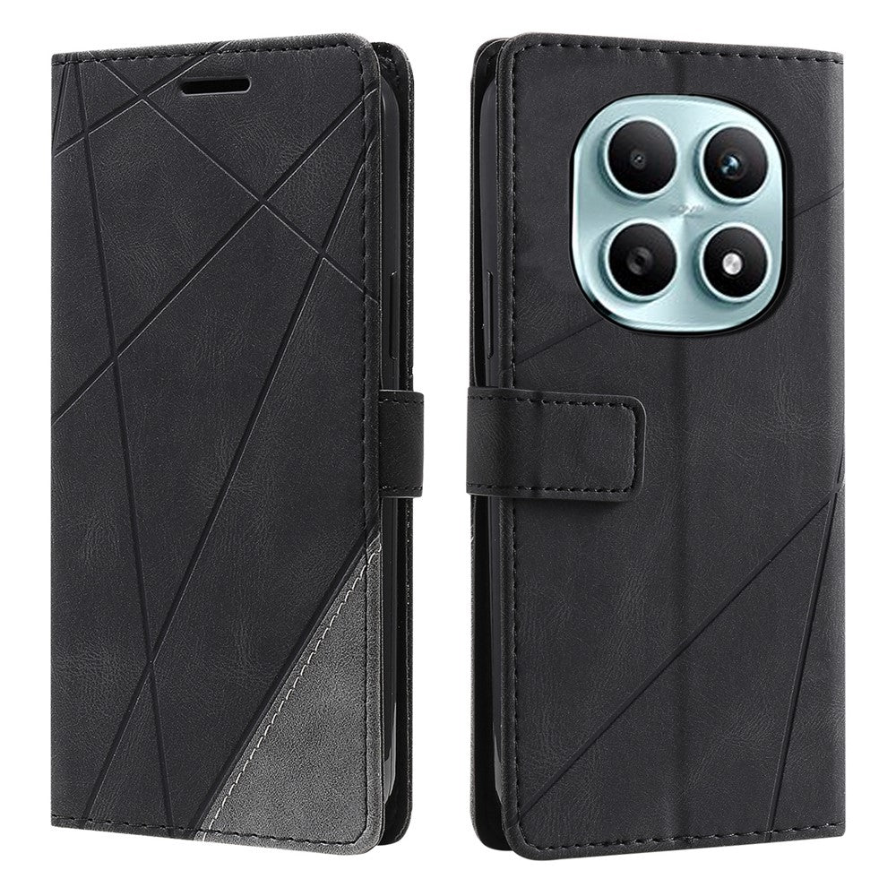 PU Leather Case for Xiaomi Redmi Note 15 5G (Global) / 15 4G (Global) / Poco M8 5G Imprinted Lines Splicing Wallet Phone Cover