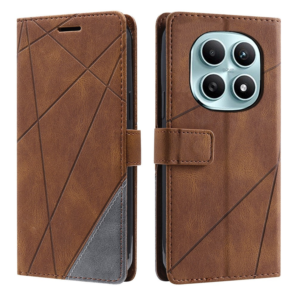 PU Leather Case for Xiaomi Redmi Note 15 5G (Global) / 15 4G (Global) / Poco M8 5G Imprinted Lines Splicing Wallet Phone Cover