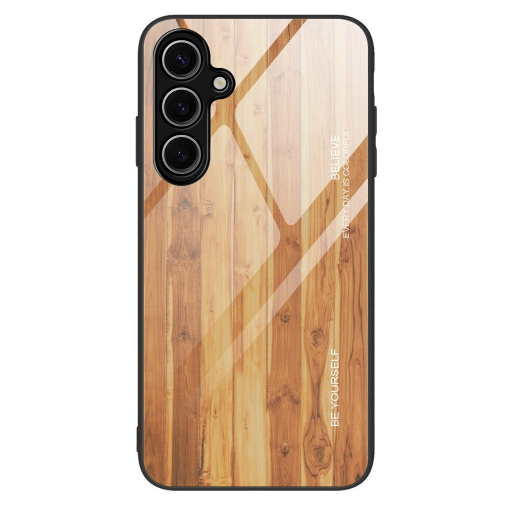 Samsung Galaxy A18 5G / A18 4G / A17 5G / A17 4G-skal TPU + Härdat Glas Baksida mobilskal Trästruktur