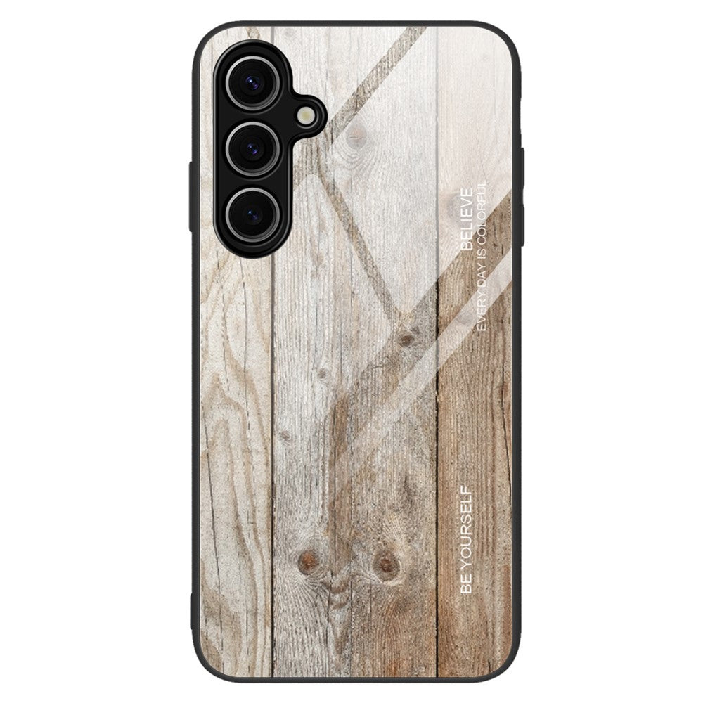 Samsung Galaxy A18 5G / A18 4G / A17 5G / A17 4G-skal TPU + Härdat Glas Baksida mobilskal Trästruktur