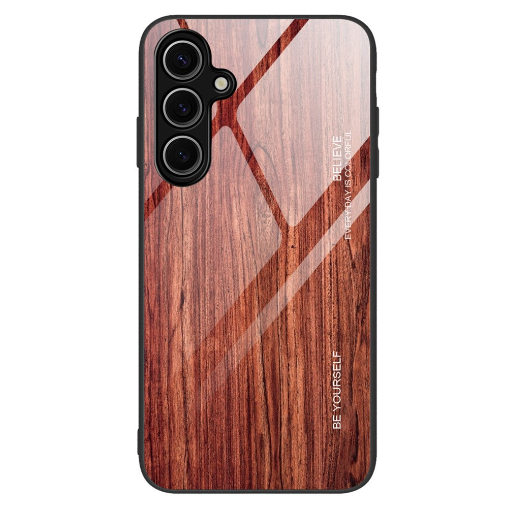 Samsung Galaxy A18 5G / A18 4G / A17 5G / A17 4G-skal TPU + Härdat Glas Baksida mobilskal Trästruktur