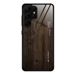 For Samsung Galaxy S26 Ultra Case TPU + Tempered Glass Back Phone Cover Wood Texture