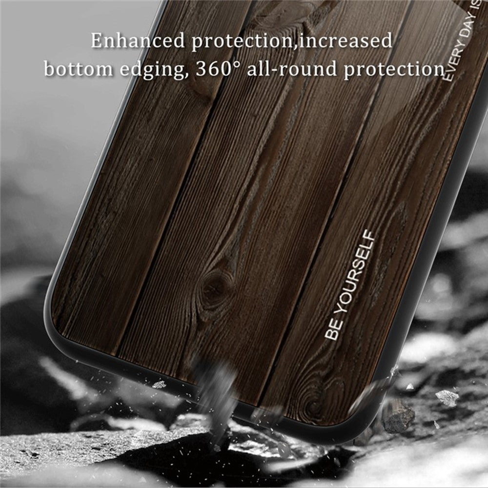 For Samsung Galaxy S26 Ultra Case TPU + Tempered Glass Back Phone Cover Wood Texture