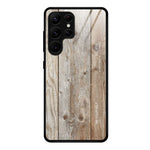 For Samsung Galaxy S26 Ultra Case TPU + Tempered Glass Back Phone Cover Wood Texture