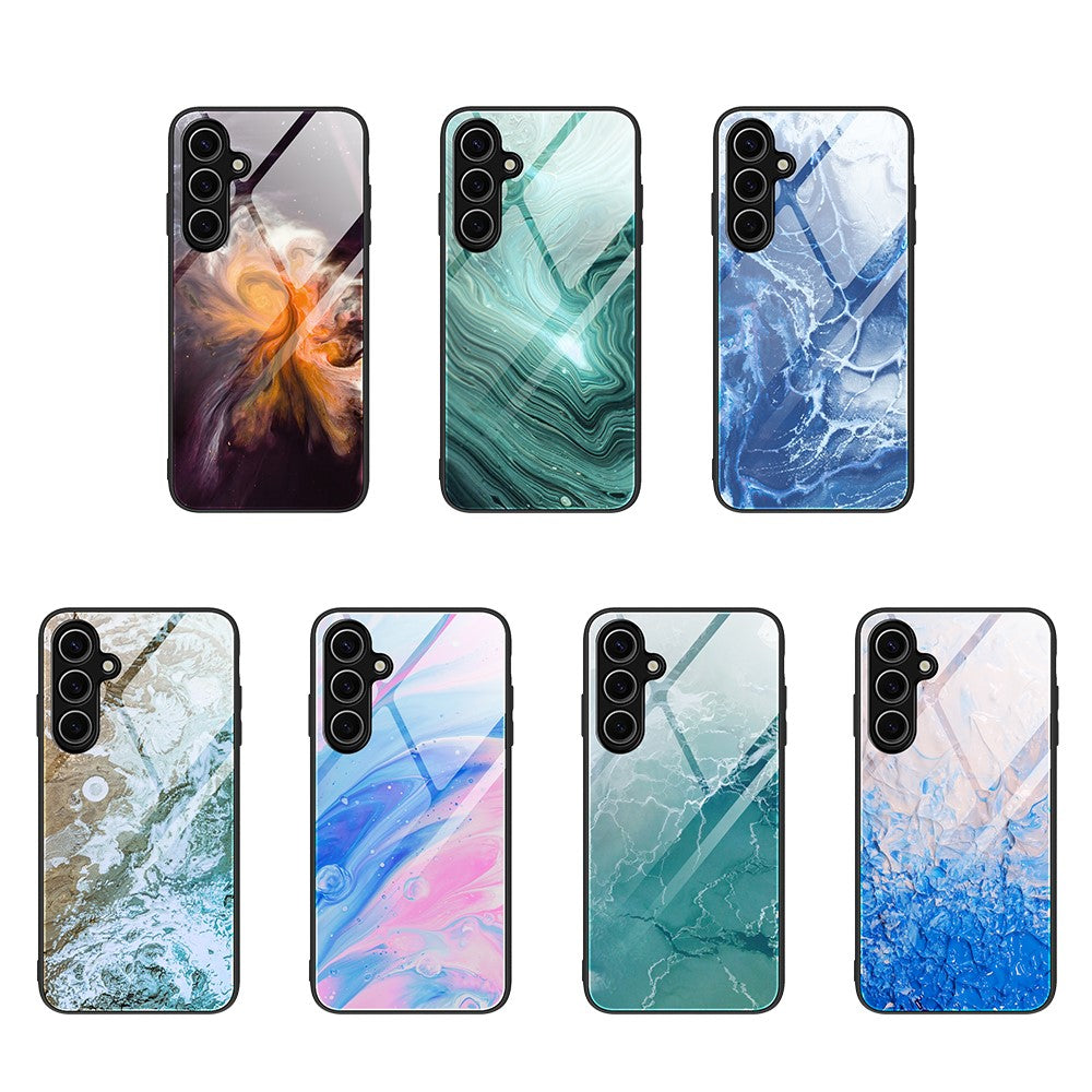 For Samsung Galaxy A18 5G / A18 4G / A17 5G / A17 4G Case Marble Pattern Tempered Glass + PC + TPU Phone Cover
