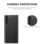 For Samsung Galaxy S23 Side View Window Phone Stand Case Magnetic Adsorption PU Leather Shockproof Cover