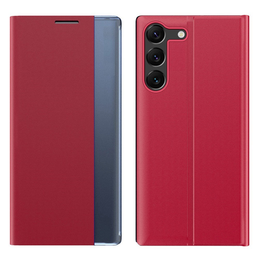 For Samsung Galaxy S23 Side View Window Phone Stand Case Magnetic Adsorption PU Leather Shockproof Cover