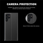For Samsung Galaxy S23 Ultra Magnetic Adsorption PU Leather Drop-proof Cover Phone Stand Case with Side View Window