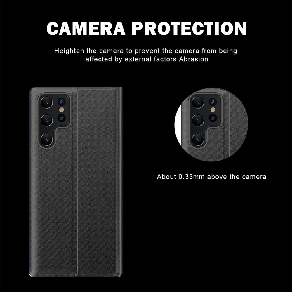 For Samsung Galaxy S23 Ultra Magnetic Adsorption PU Leather Drop-proof Cover Phone Stand Case with Side View Window