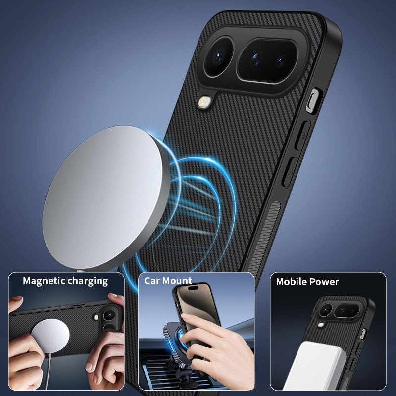 WANLONFENG For Honor Magic8 Pro Air 5G Magnetic Case  TQ Series Carbon Fiber Texture PC TPU Phone Cover