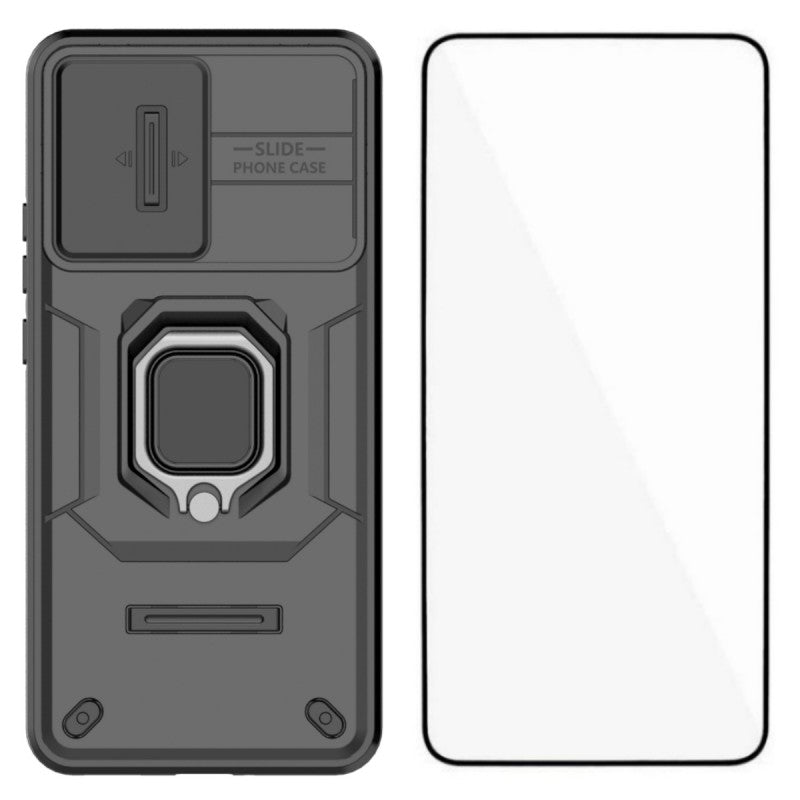 WANLONFENG För OnePlus Ace 5 Racing 5G / OnePlus Nord CE5 5G Skal ZDX Series PC TPU Stativ mobilskal med Linsskydd + Härdat Glas