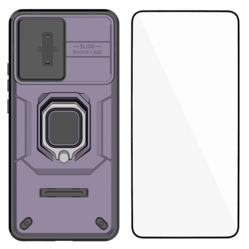 WANLONFENG För OnePlus Ace 5 Racing 5G / OnePlus Nord CE5 5G Skal ZDX Series PC TPU Stativ mobilskal med Linsskydd + Härdat Glas