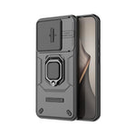 WANLONFENG For Xiaomi 15T Case  ZDX Series PC TPU Kickstand Phone Back Case with Lens Cover + Tempered Glass