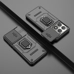 WANLONFENG For Xiaomi 15T Case  ZDX Series PC TPU Kickstand Phone Back Case with Lens Cover + Tempered Glass