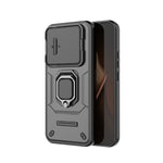 WANLONFENG For Xiaomi 15T Pro Case  ZDX Series PC TPU Kickstand Phone Back Case with Lens Cover + Tempered Glass