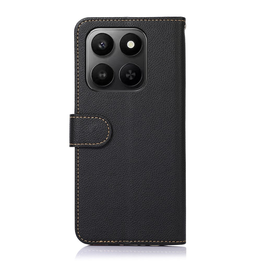 KHAZNEH Phone Case For Honor X7d 5G / X7d 4G / 400 Smart 4G / 400 Smart 5G RFID Blocking Wallet Litchi Texture PU Leather Cover with Strap