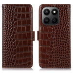 Genuine Cow Leather Case for Honor 400 Smart 4G / 400 Smart 5G / X7d 5G / X7d 4G RFID Blocking Wallet Crocodile Texture Phone Cover