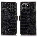 Genuine Cow Leather Case for Honor 400 Smart 4G / 400 Smart 5G / X7d 5G / X7d 4G RFID Blocking Wallet Crocodile Texture Phone Cover