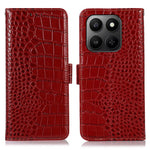 Genuine Cow Leather Case for Honor 400 Smart 4G / 400 Smart 5G / X7d 5G / X7d 4G RFID Blocking Wallet Crocodile Texture Phone Cover