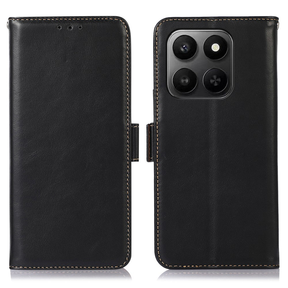 Genuine Cow Leather Case for Honor 400 Smart 4G / 400 Smart 5G / X7d 5G / X7d 4G RFID Blocking Wallet Phone Cover
