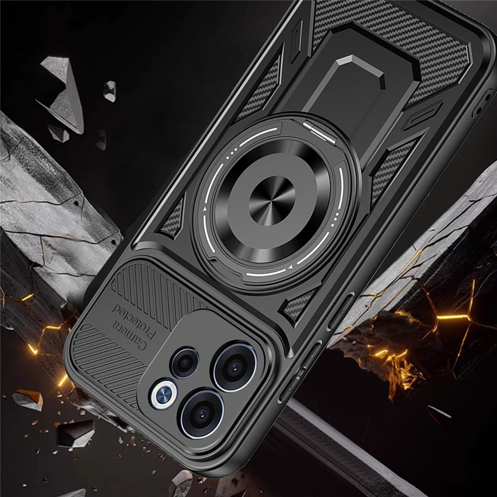 For Oppo Reno15 F 5G Magnetic Case Rotating Kickstand TPU + PC Phone Cover