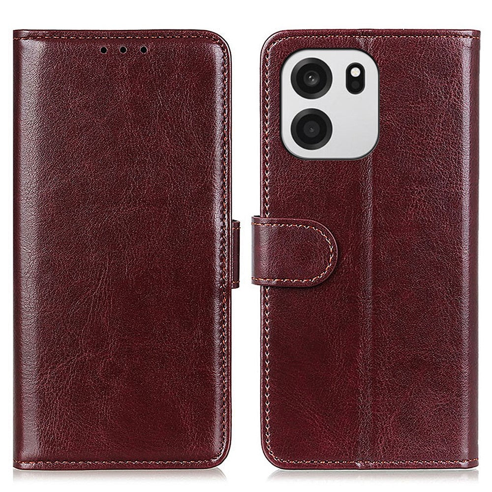 OnePlus Nord CE6 5G / Nord 6 5G / Turbo 6V 5G / Turbo 6 5G skal Crazy Horse textur PU-läder mobilstativ