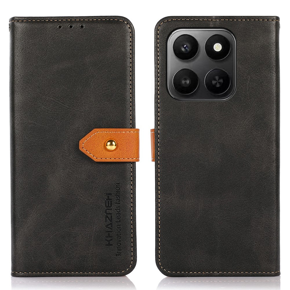 KHAZNEH Pung Etui til Honor X7d 5G / X7d 4G / 400 Smart 4G / 400 Smart 5G Guld Magnetisk Spænde Koskind Tekstur Læder Flip Stand Telefon Cover