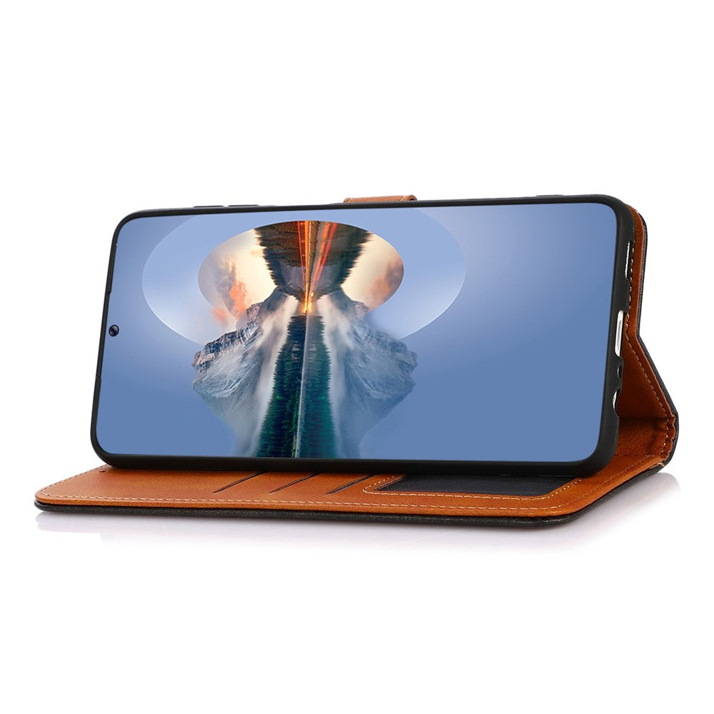 KHAZNEH Pung Etui til Honor X7d 5G / X7d 4G / 400 Smart 4G / 400 Smart 5G Guld Magnetisk Spænde Koskind Tekstur Læder Flip Stand Telefon Cover