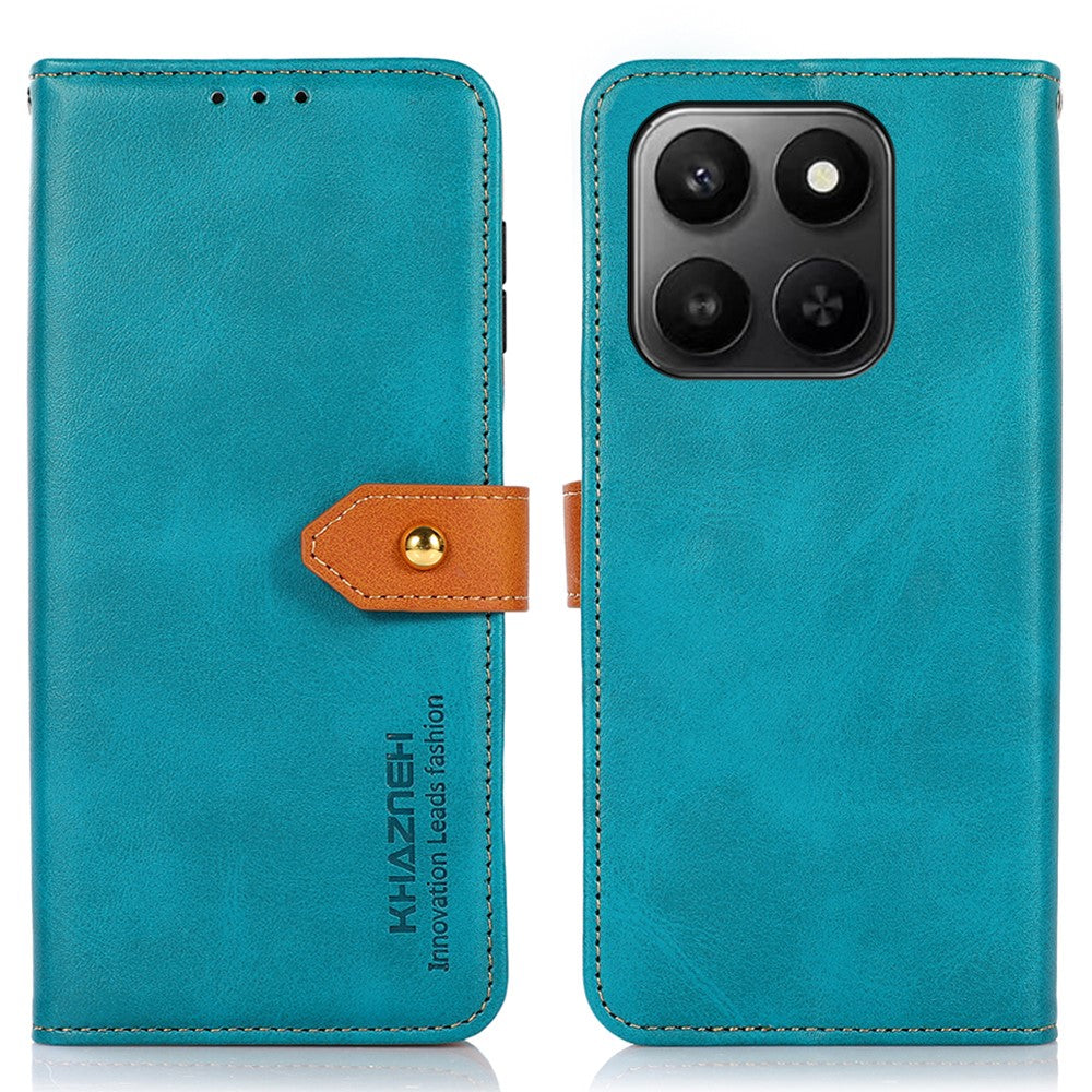 KHAZNEH Pung Etui til Honor X7d 5G / X7d 4G / 400 Smart 4G / 400 Smart 5G Guld Magnetisk Spænde Koskind Tekstur Læder Flip Stand Telefon Cover