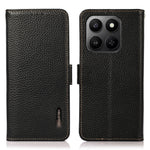 KHAZNEH Phone Case for Honor X7d 5G  /  X7d 4G  /  400 Smart 4G  /  400 Smart 5G Litchi Texture Genuine Cow Leather Cover RFID Blocking