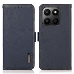 KHAZNEH Phone Case for Honor X7d 5G  /  X7d 4G  /  400 Smart 4G  /  400 Smart 5G Litchi Texture Genuine Cow Leather Cover RFID Blocking