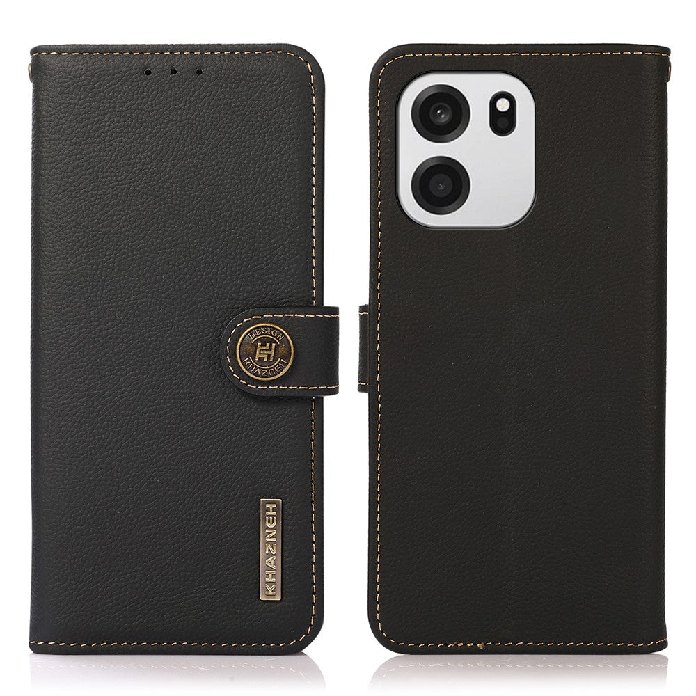 KHAZNEH för OnePlus Nord CE6 5G / Nord 6 5G / Turbo 6V 5G / Turbo 6 5G-skal i äkta nötskinn med RFID-blockering, plånboksfodral för mobil