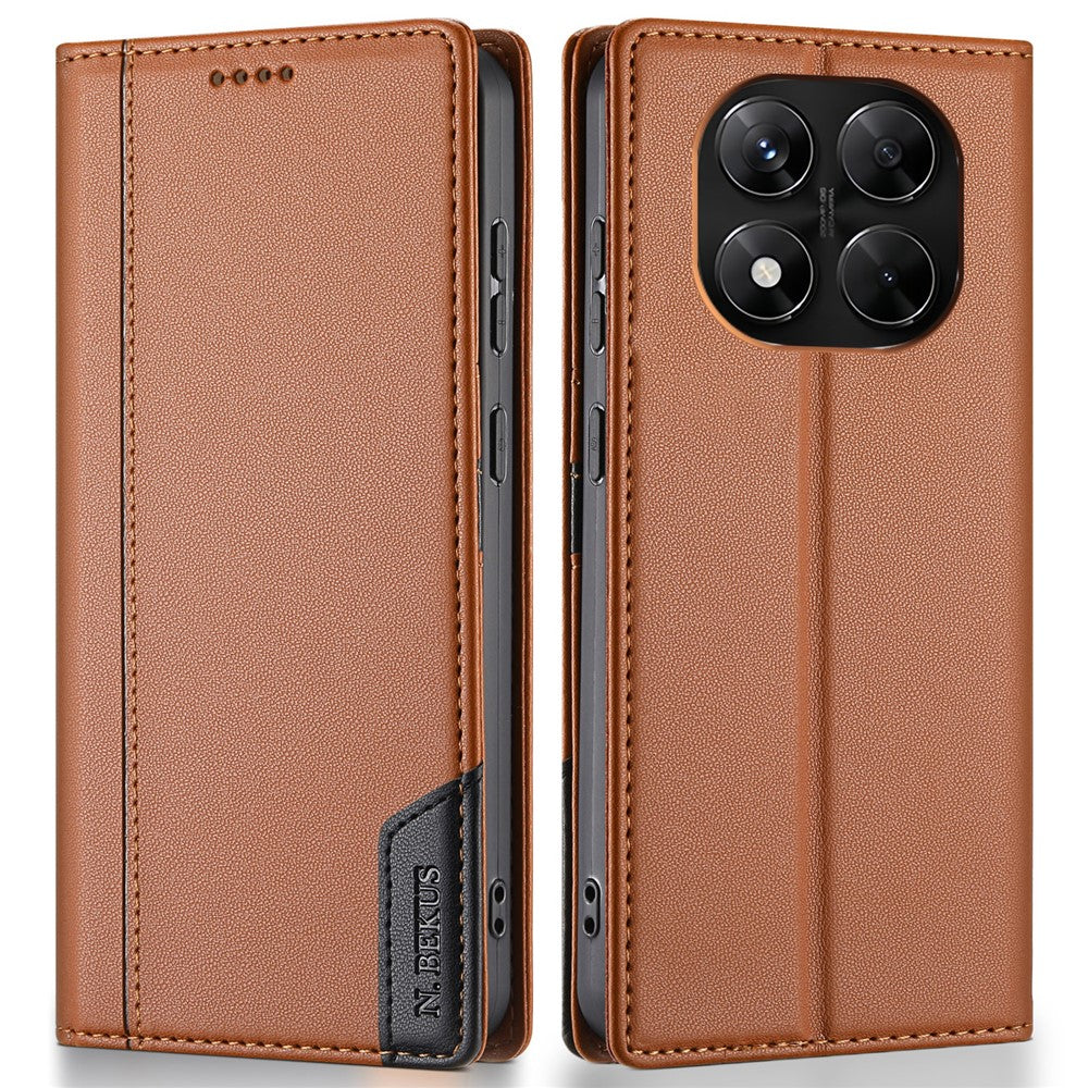 N.BEKUS P3 Stativskal För Xiaomi Redmi Note 15 4G (Global) / 15 5G (Global) / Poco M8 5G RFID-blockerande plånbok i PU-läder, Flipfodral