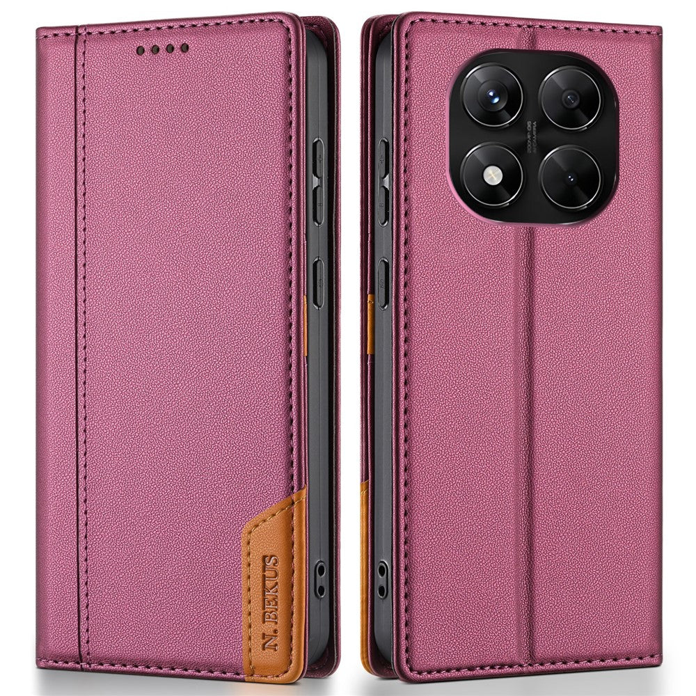 N.BEKUS P3 Stand Case For Xiaomi Redmi Note 15 4G (Global)  /  15 5G (Global)  /  Poco M8 5G RFID Blocking Wallet PU Leather Flip Phone Cover