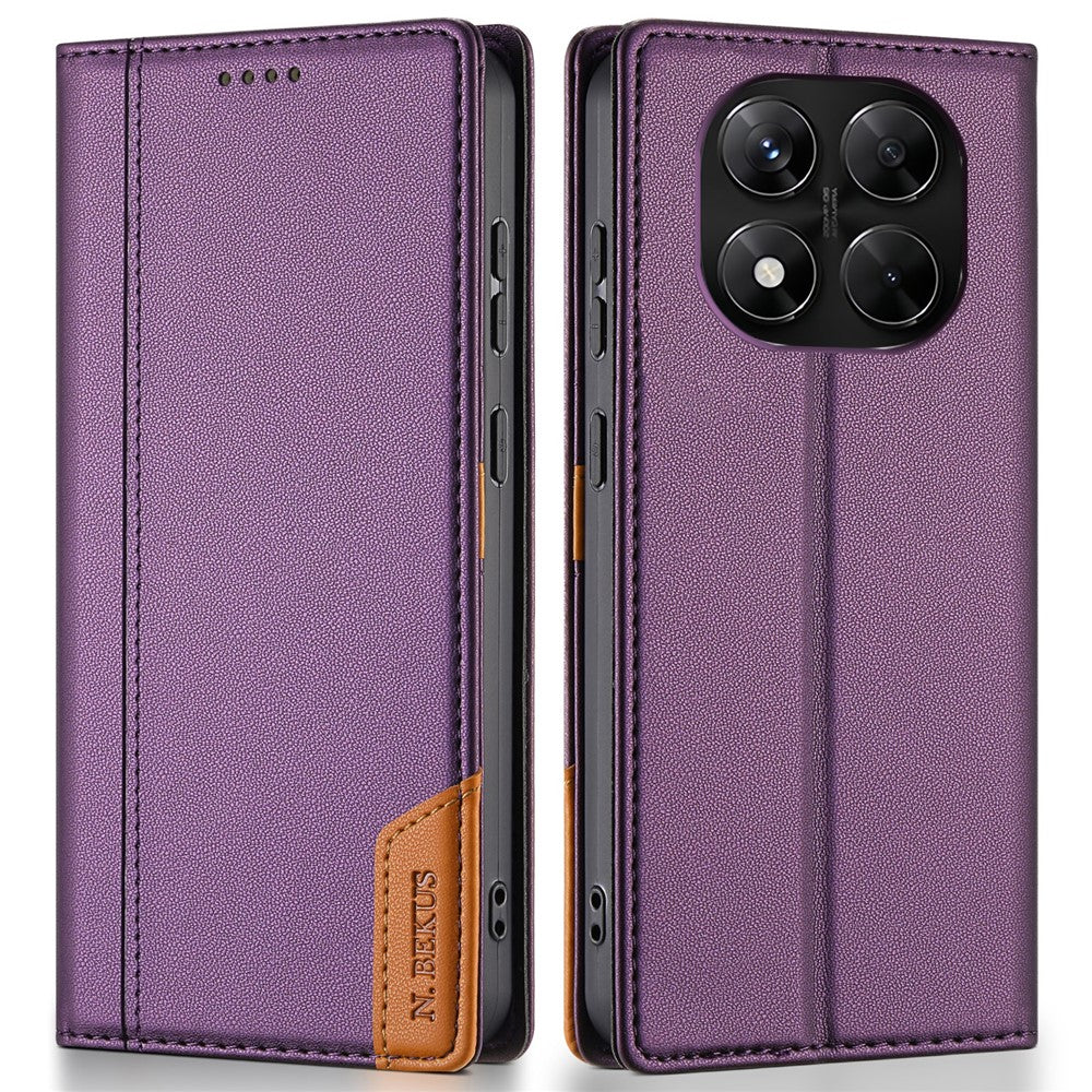 N.BEKUS P3 Stand Case For Xiaomi Redmi Note 15 4G (Global)  /  15 5G (Global)  /  Poco M8 5G RFID Blocking Wallet PU Leather Flip Phone Cover