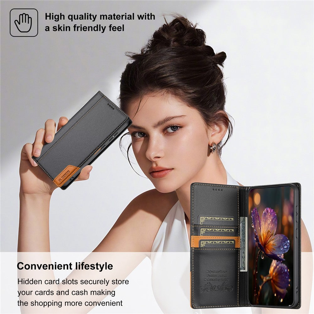 N.BEKUS P3 For Xiaomi Redmi Note 15 Pro+ 5G (Global)  /  Poco M8 Pro 5G Case RFID Blocking Wallet Stand PU Leather Flip Phone Cover