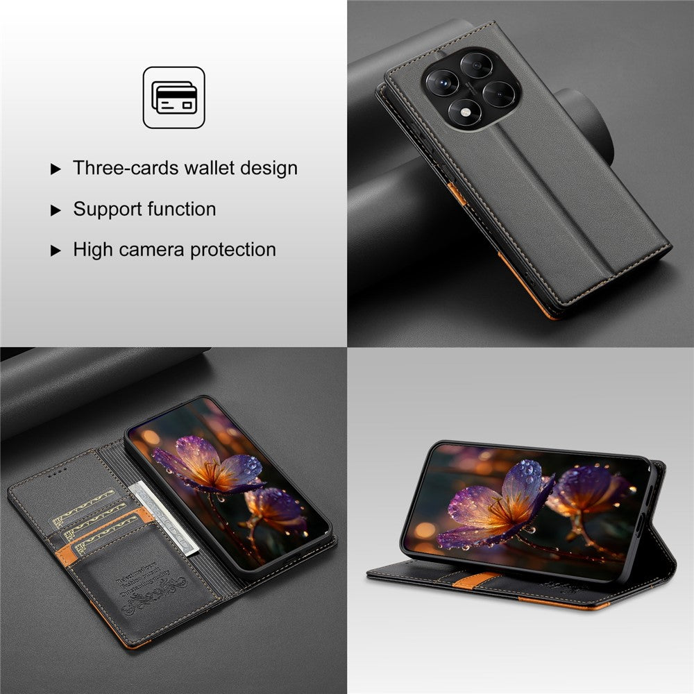 N.BEKUS P3 For Xiaomi Redmi Note 15 Pro+ 5G (Global)  /  Poco M8 Pro 5G Case RFID Blocking Wallet Stand PU Leather Flip Phone Cover