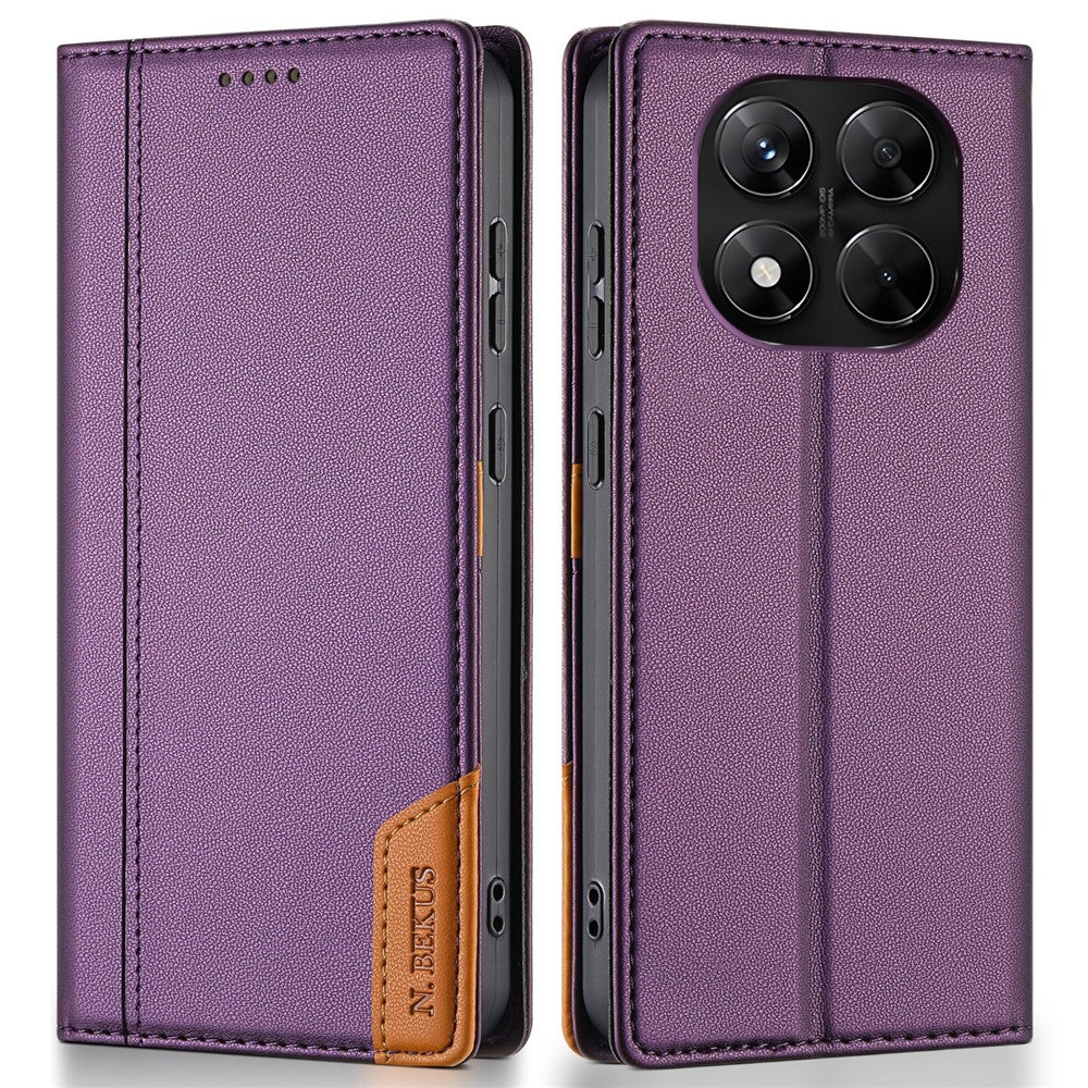 N.BEKUS P3 For Xiaomi Redmi Note 15 Pro+ 5G (Global)  /  Poco M8 Pro 5G Case RFID Blocking Wallet Stand PU Leather Flip Phone Cover