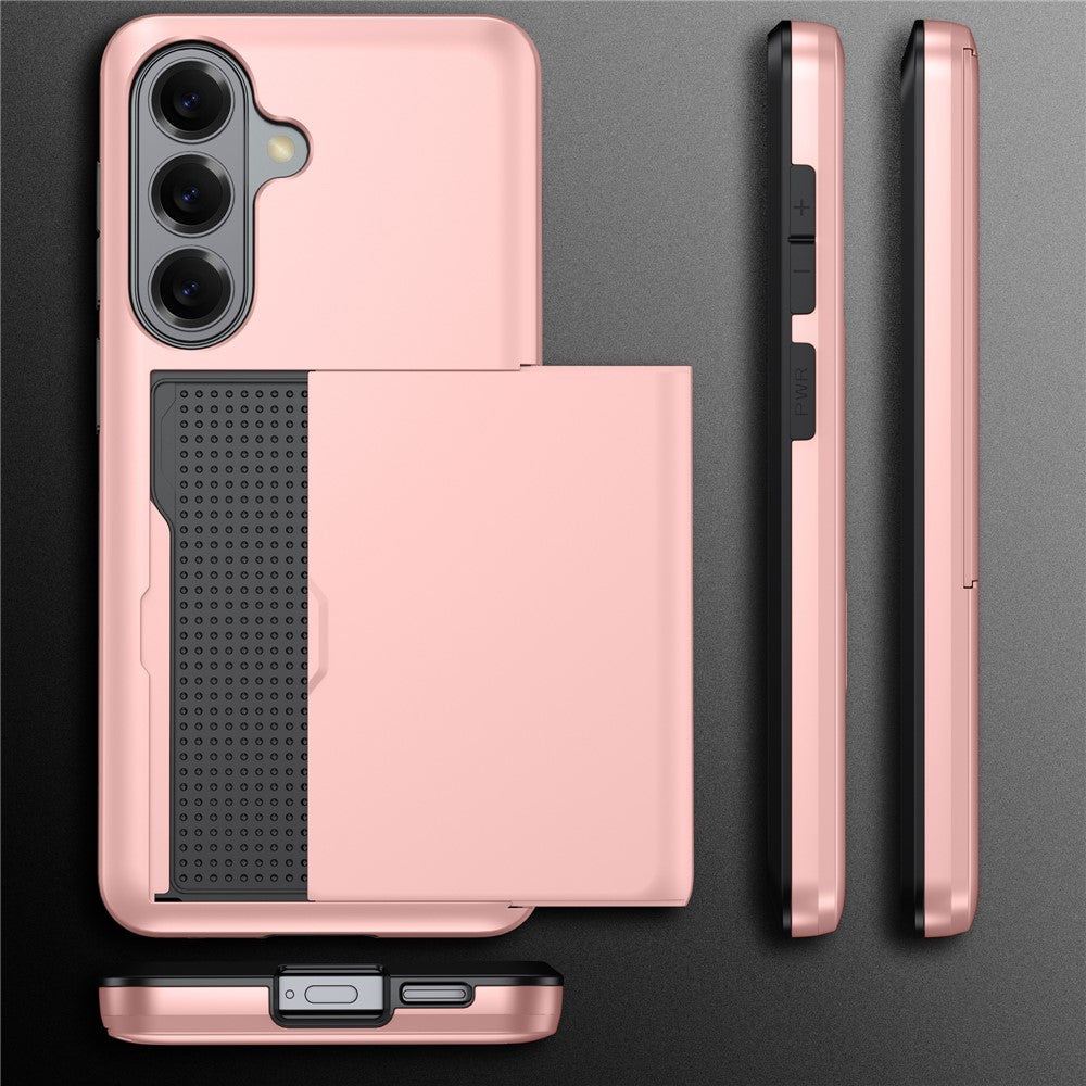 AMORUS För Samsung Galaxy A57 5G-skal med glidande korthållare PC TPU-mobilbaksida