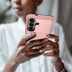 AMORUS För Samsung Galaxy A57 5G-skal med glidande korthållare PC TPU-mobilbaksida