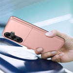AMORUS För Samsung Galaxy A57 5G-skal med glidande korthållare PC TPU-mobilbaksida