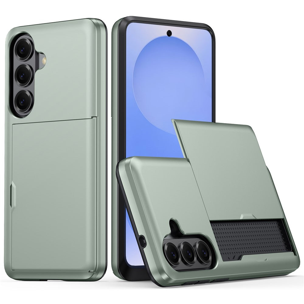 AMORUS För Samsung Galaxy A57 5G-skal med glidande korthållare PC TPU-mobilbaksida