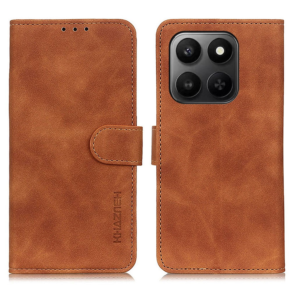 KHAZNEH PU Leather Case for Honor 400 Smart 4G / 400 Smart 5G / X7d 5G / X7d 4G Retro Texture Phone Cover