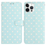 For iPhone 14 Plus Leather Case Polka Dot Pattern Wallet Stand Folio Phone Cover