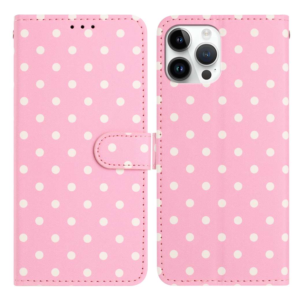 Til iPhone 14 Plus Lædercover Prikket Mønster Pung Stativ Folio Telefoncover