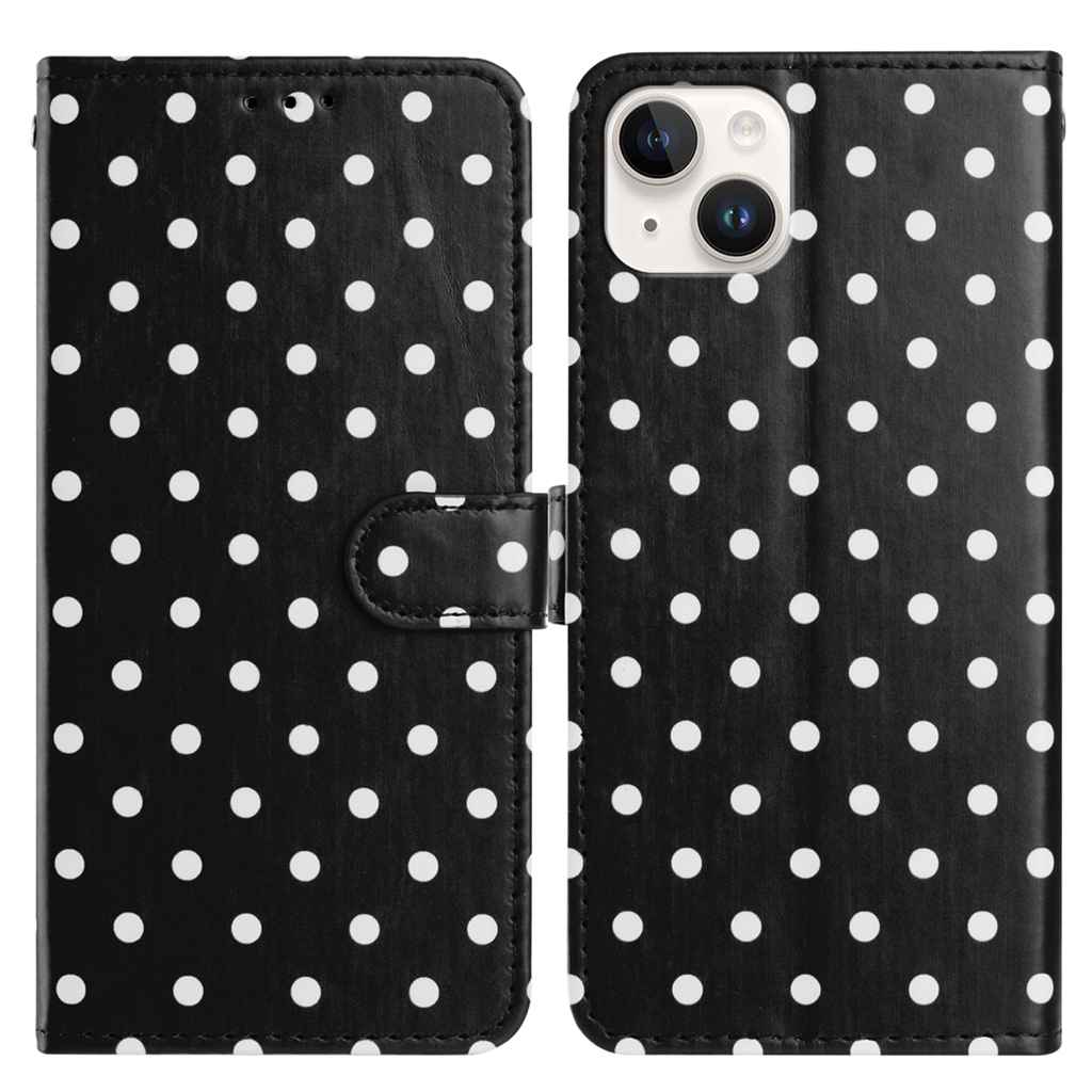 Til iPhone 13 mini læderetui, prikket mønster, pung, stander, folio-telefoncover