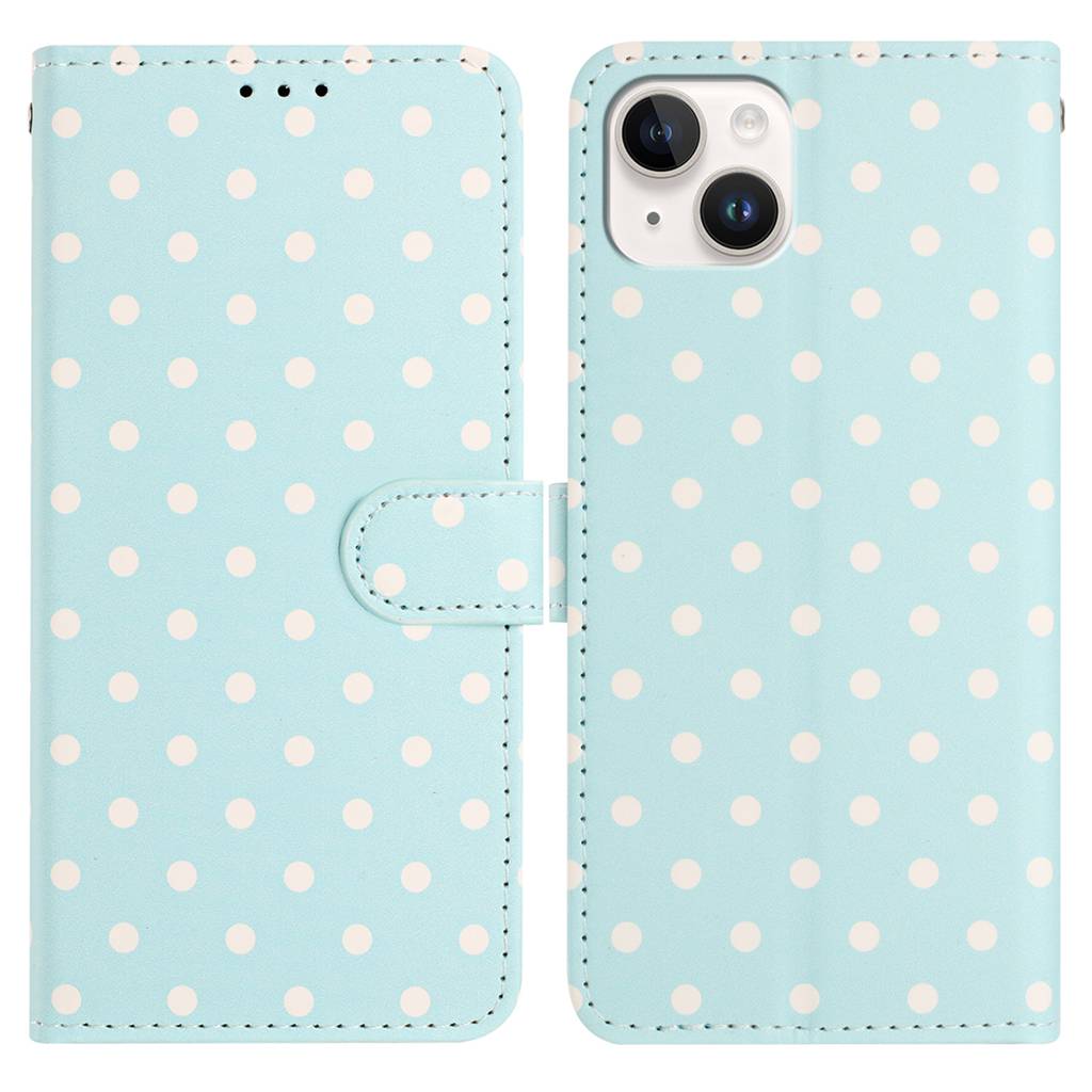 Til iPhone 13 mini læderetui, prikket mønster, pung, stander, folio-telefoncover